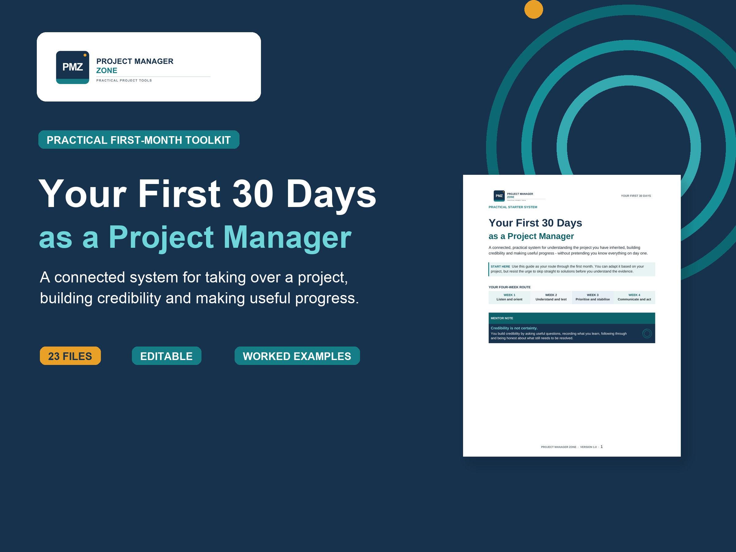 Your First 30 Days as a Project Manager toolkit